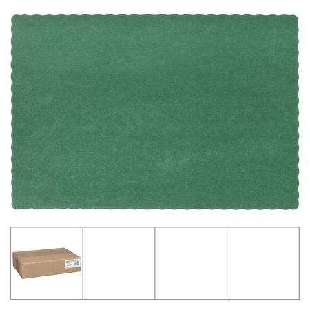 LAPACO Lapaco Econo Scalloped Solid Colored Hunter Green Placemat, PK1000 314-201